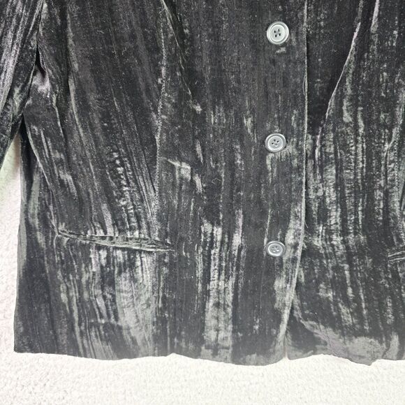 Coldwater Creek Black Velvet Jacket Lined Button Front Classic Petite Large - Picture 9 of 16